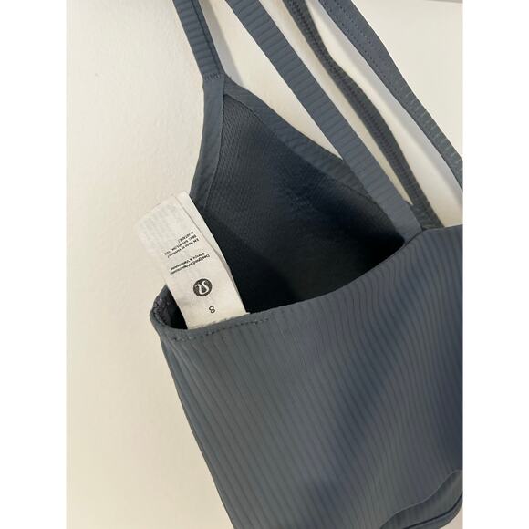 Lululemon Like a Cloud Strappy Longline Ribbed Bra Light Support B/C Cup Gray 8 - Picture 9 of 9